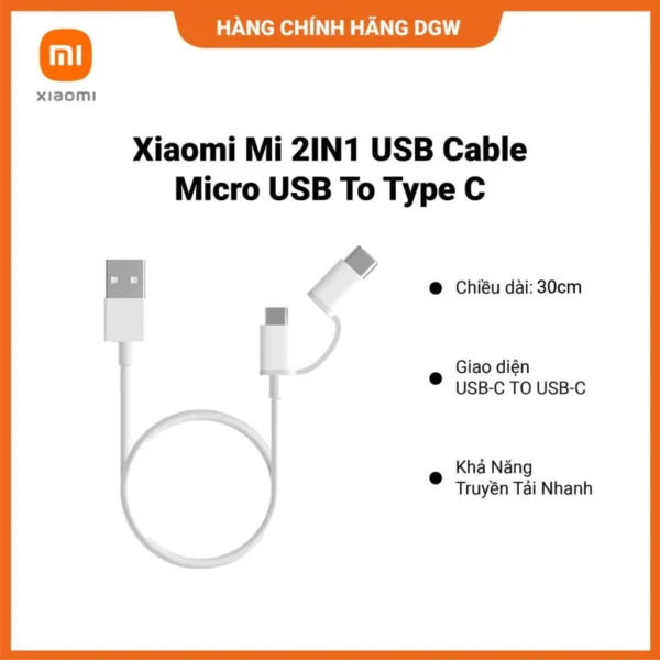 Dây Cáp Sạc XIAOMI MI 2IN1 USB CABLE MICRO USB TO TYPE C