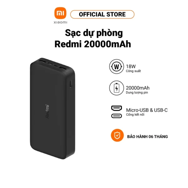 Pin sạc dự phòng 20000mAh Redmi Power Bank