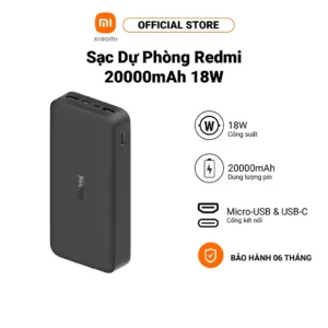 Sạc Dự Phòng Xiaomi Redmi Power Bank 20000 mAh 18W