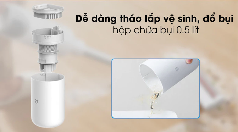 Máy hút bụi không dây Xiaomi Cleaner Light 11 Tháo màng lọc nhẹ nhàng từ máy hút bụi ra ngoài